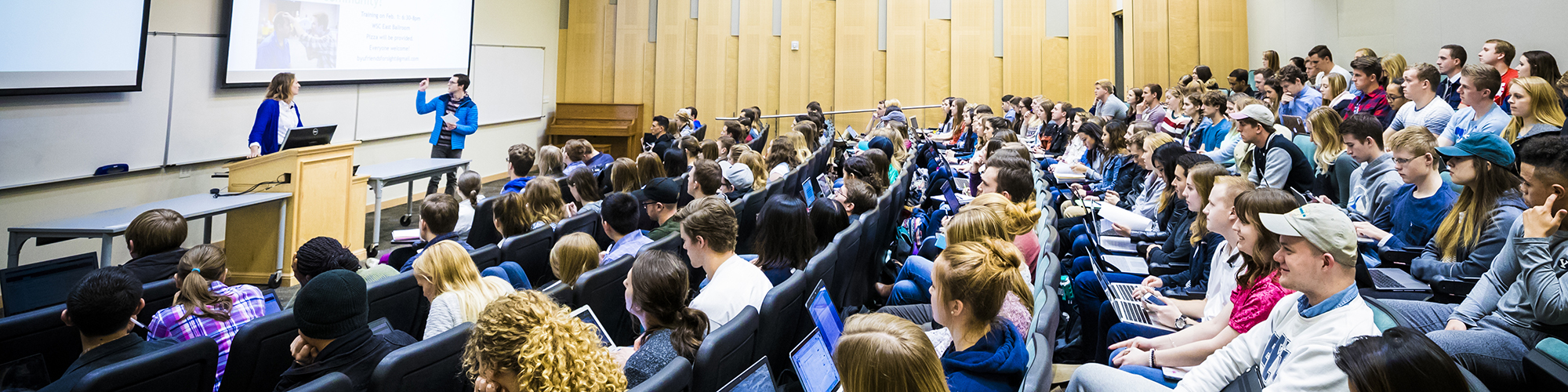 large classroom full of students