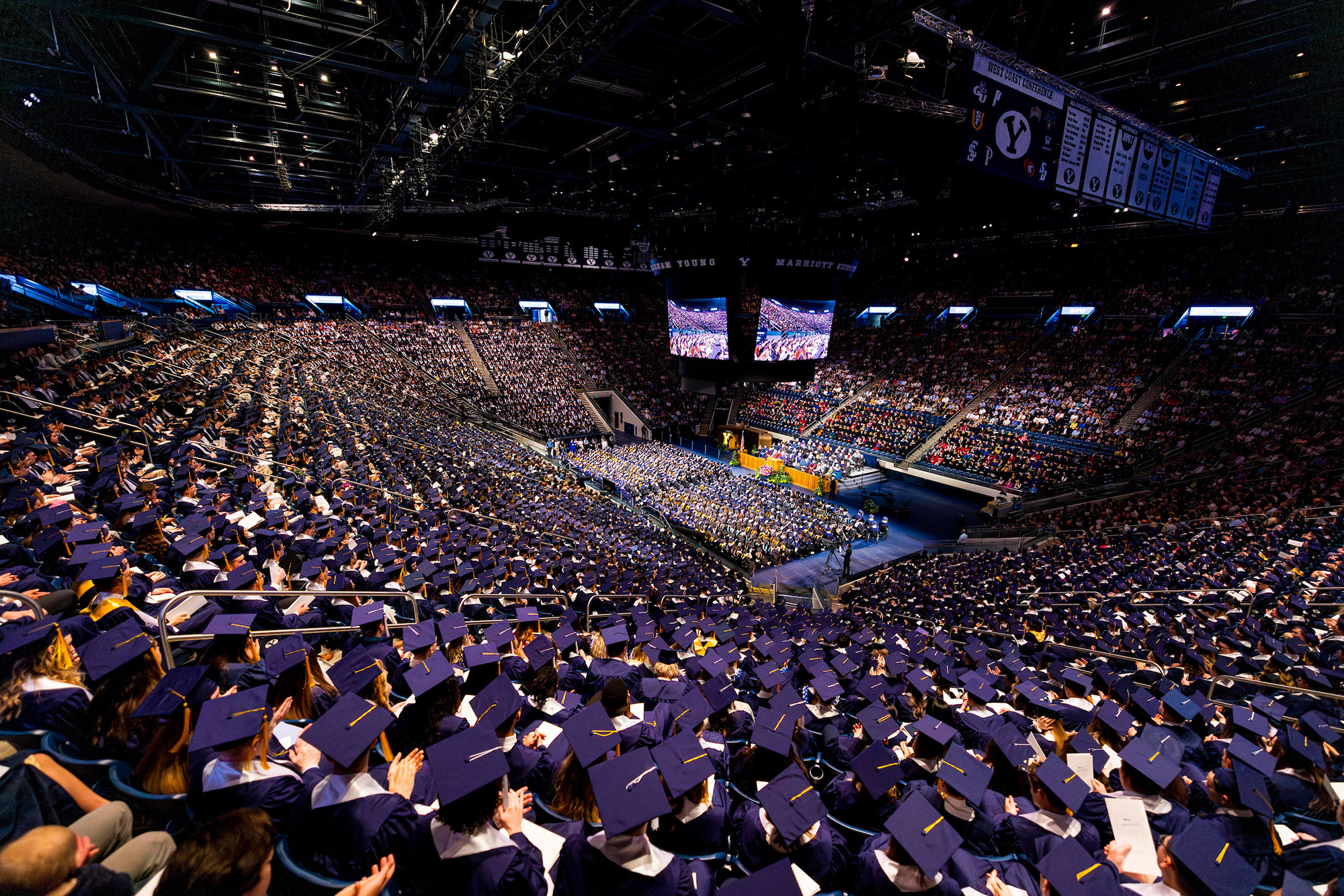 BYU graduation commencement ceremonies in the Marriott Center